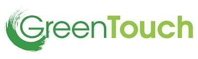A green and white logo for a company called greentouch.