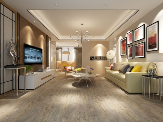 A living room with a couch and a flat screen tv