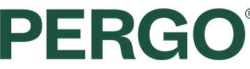 The pergo logo is green and white on a white background.