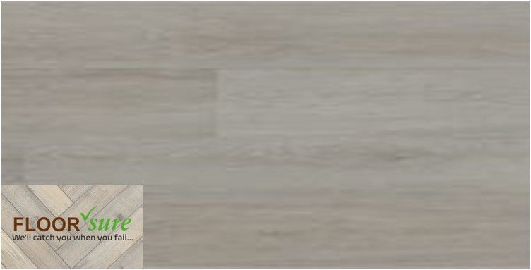 A picture of a gray wooden floor with a floor shop logo in the corner.