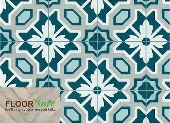 A blue and white tile with the words floor suite on the bottom