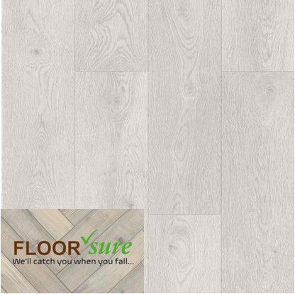 A picture of a white wood floor with the words floor sure on it.