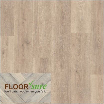 A close up of a wooden floor with a floor sure logo on it.