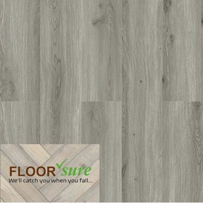 A close up of a wooden floor with a floor sure logo on it.