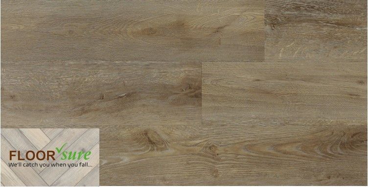 A close up of a wooden floor with a logo on it.