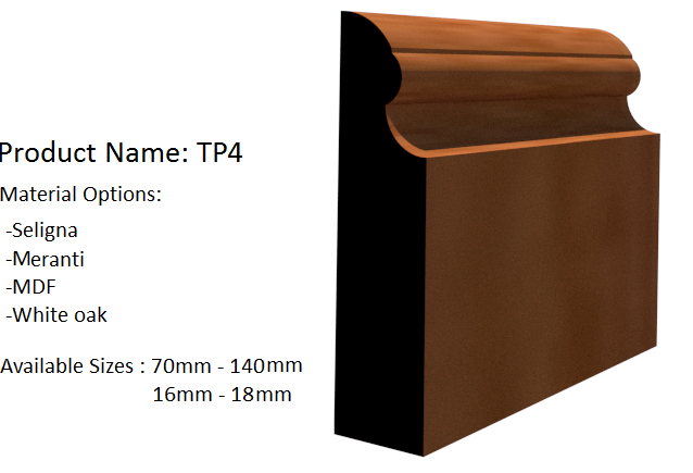 A picture of a wooden molding with the product name tp4