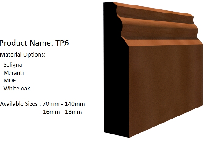 A picture of a piece of wood with the product name tp6
