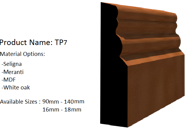 A picture of a wooden molding with the product name tp7