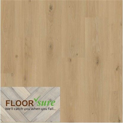 A close up of a wooden floor with a floor sure logo on it.