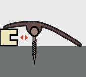 A cartoon drawing of a screw being screwed into a piece of wood.