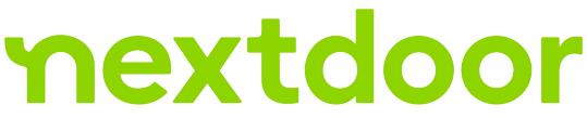 Nextdoor logo in lime green text.