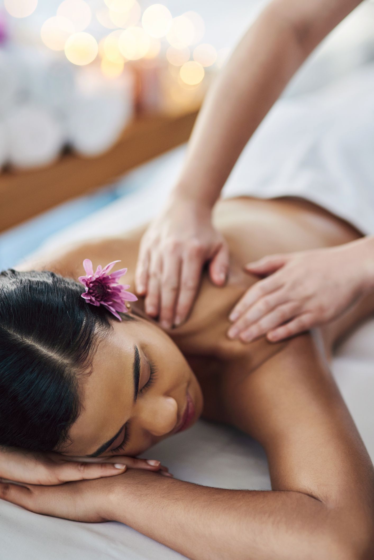 Woman receiving a shoulder and back massage at a spa - Thames, NZ - Thai Classic Massage Thames