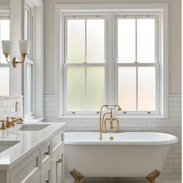 White upvc windows in a bathroom Prior Products Stratfordupon Avon