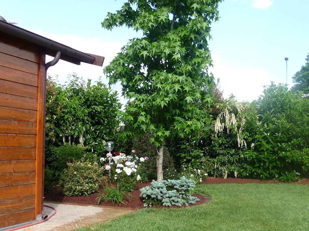 capanno degli attrezzi di una villa con giardino