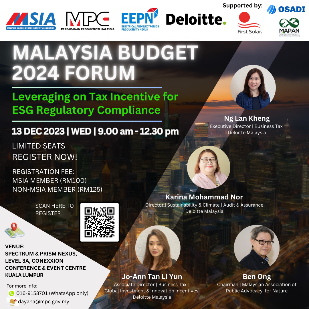 MALAYSIA BUDGET 2024 FORUM: LEVERAGING ON TAX INCENTIVE FOR REGULATORY ...
