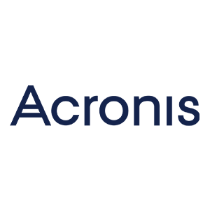 Logo Acronis en caractères bleu foncé, avec un « A » stylisé comportant trois lignes horizontales.