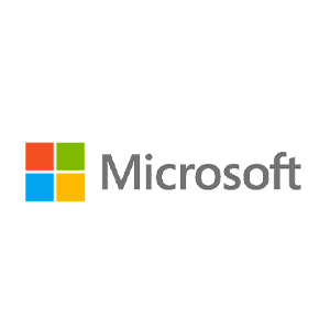 Logo Microsoft : icône carrée colorée avec le mot « Microsoft » à droite.