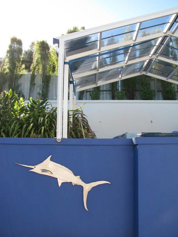 pool wall with sword fish