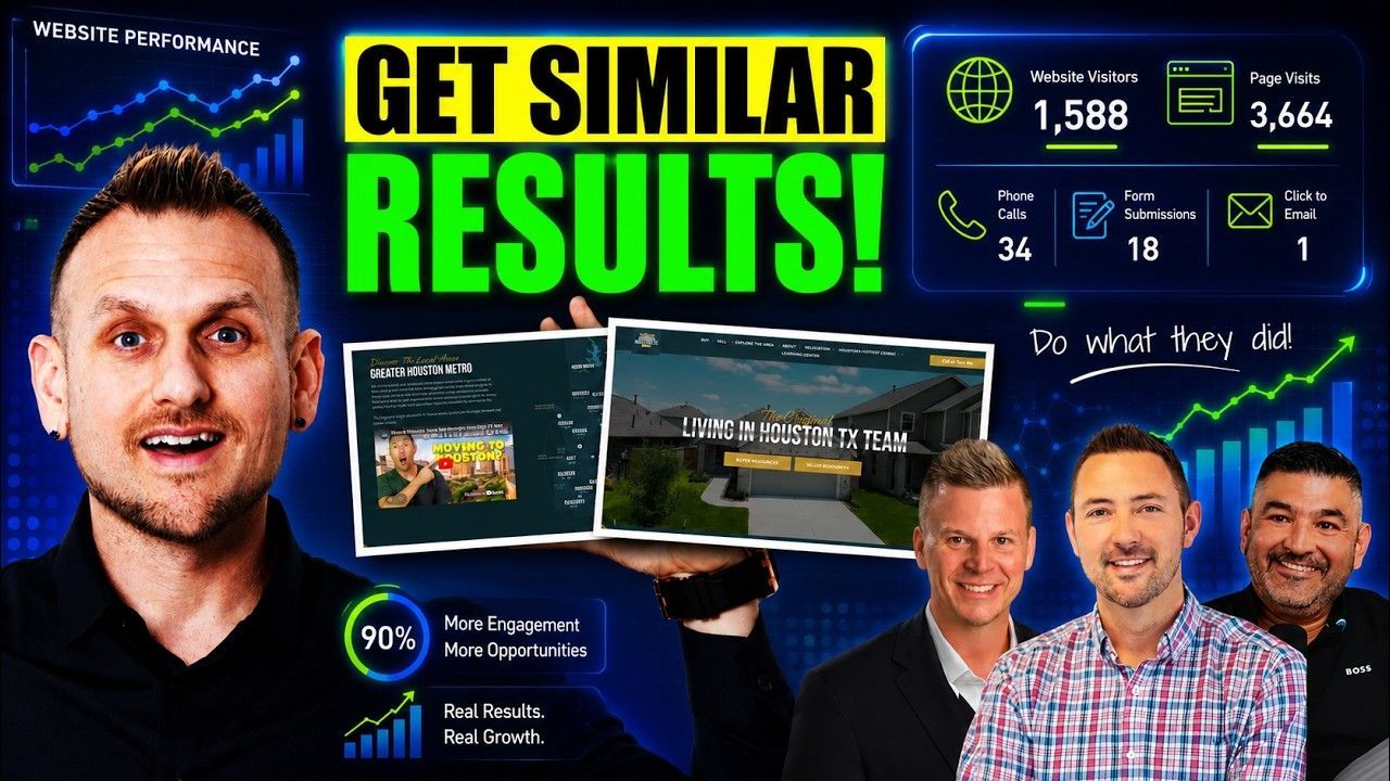 YouTube-style thumbnail with “GET SIMILAR RESULTS!” text, charts, and four men with one pointing toward a screen