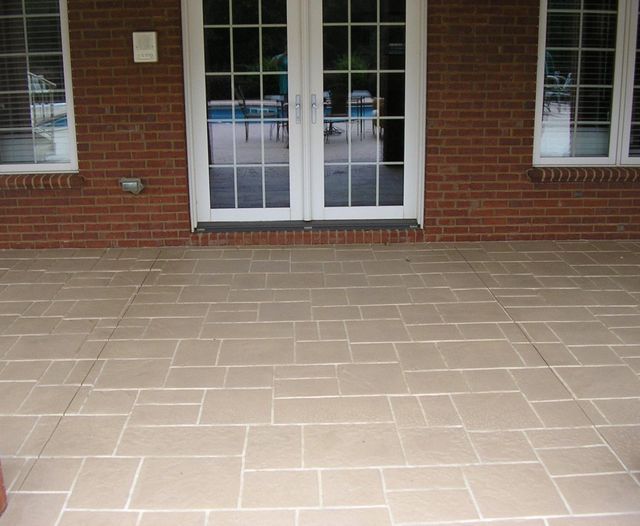 Patio Overspray With Design — Easley, SC — Landmark Concrete Designs Inc.