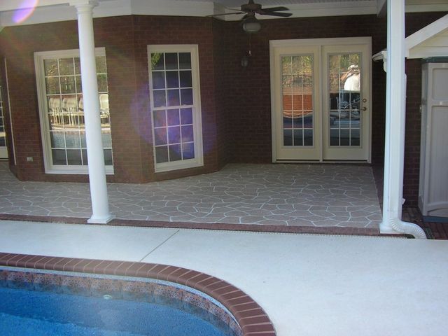 Pool Patio Overspray With Pattern — Easley, SC — Landmark Concrete Designs Inc.