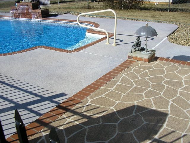 Home Pool Overspray Pattern On Patio — Easley, SC — Landmark Concrete Designs Inc.