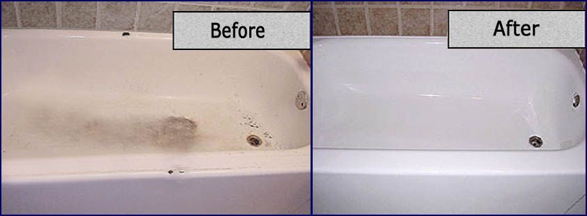 A before and after picture of a bathtub