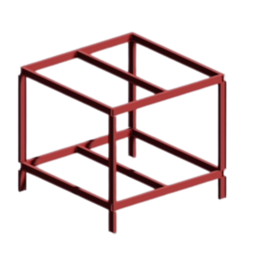 A 3d model of a red cube on a white background