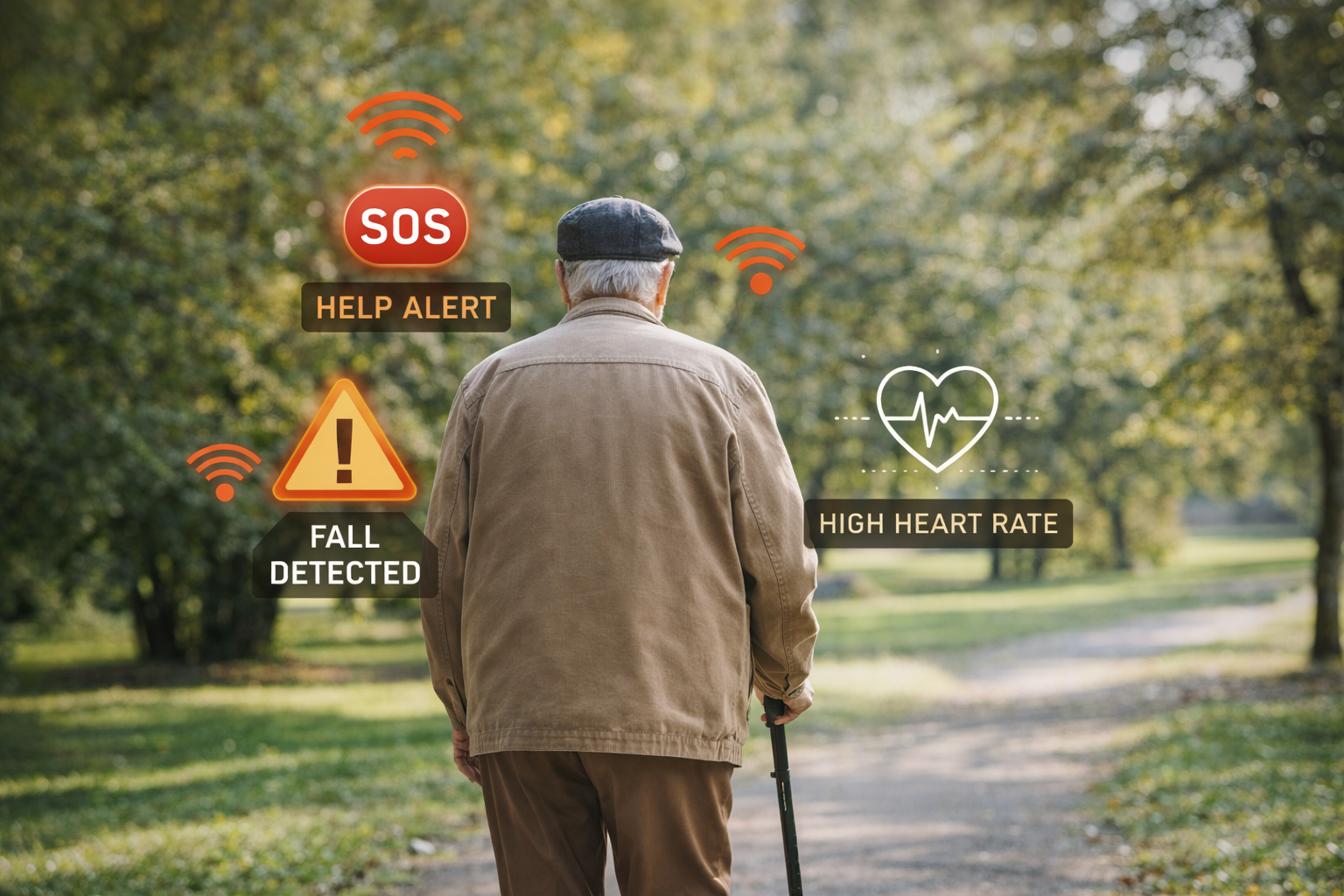 Muž v hnědé bundě s výhledem na mlhavý oceán.