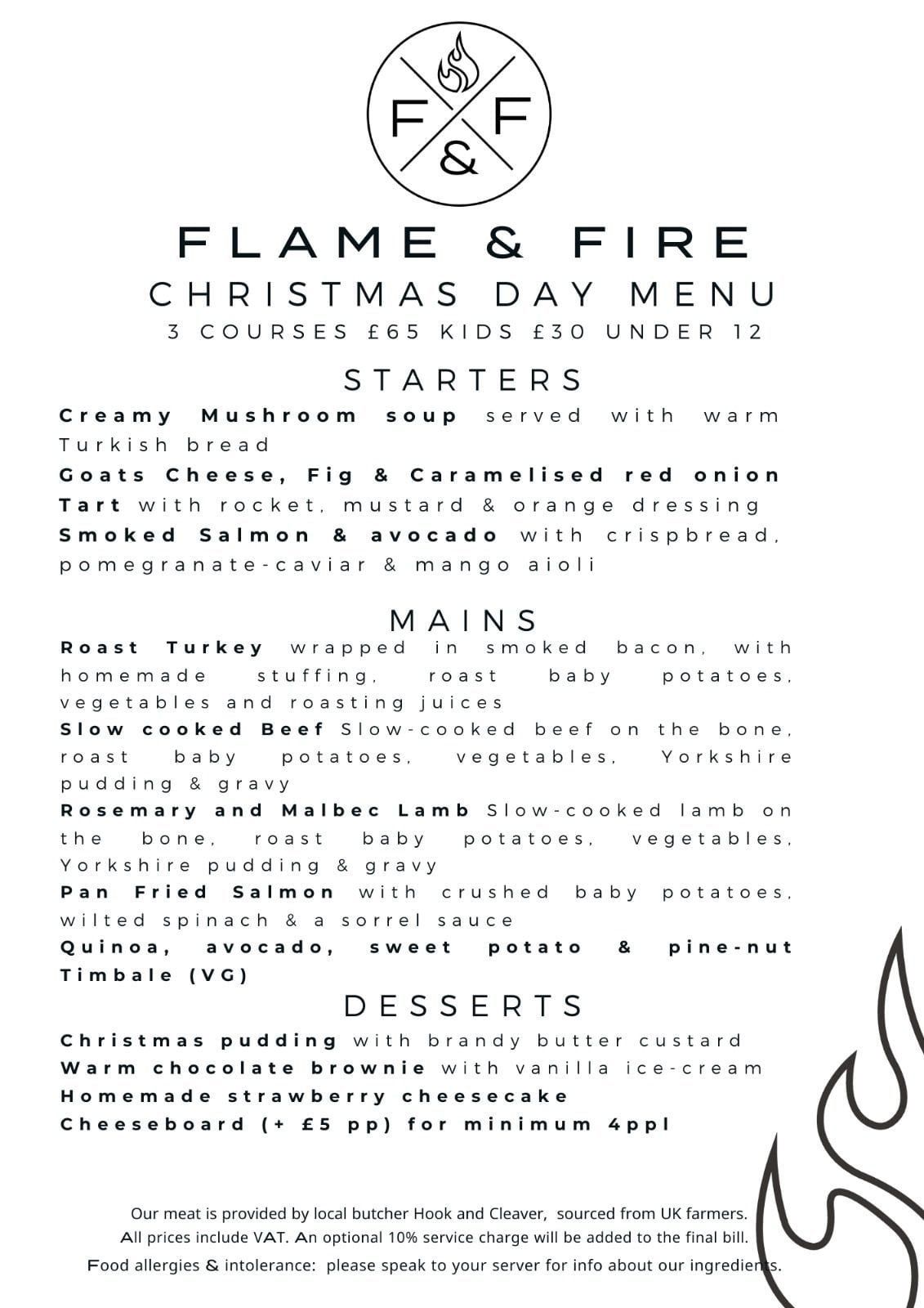 Flame and fire christmas menu