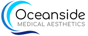 Logo for Oceanside Medical Aesthetics, with blue waves and text.