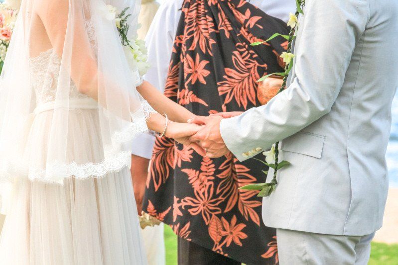 Wedding celebration Hawaiian styled ceremony and clothing