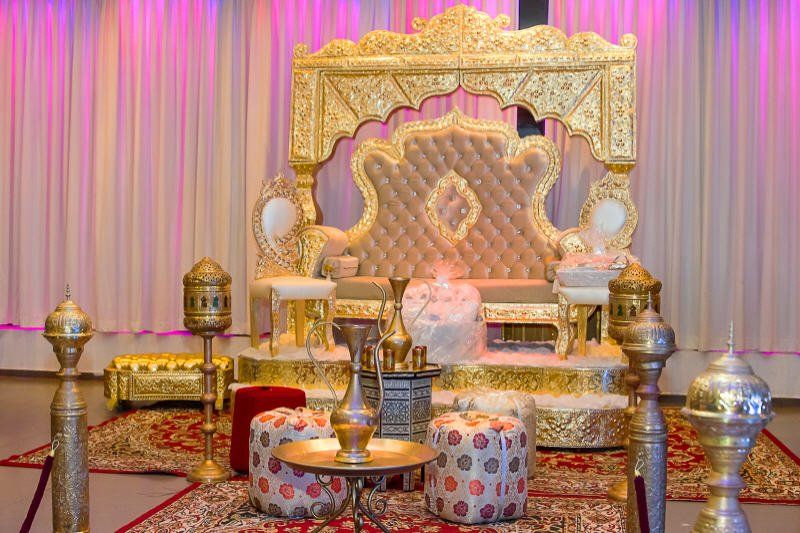 Wedding celebration moroccan bride and groom seating decorations
