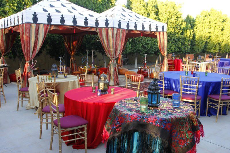 Tents and canopies image showing Moroccan styled outdoor canopy and seating lounge area