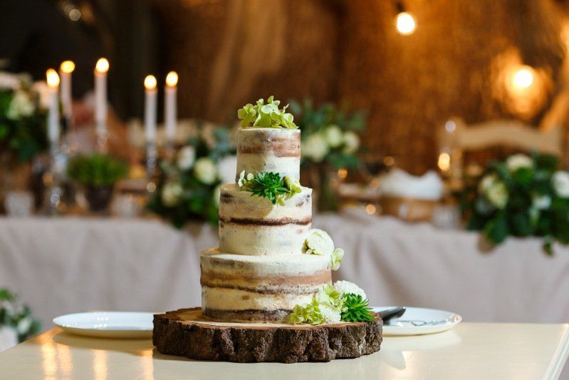 Wedding celebration rustic styled wedding cake