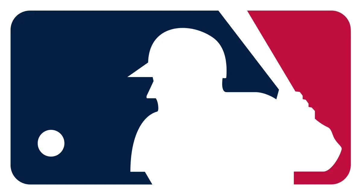 A baseball logo with a silhouette of a player and a ball