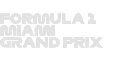 A white logo for the formula 1 miami grand prix on a white background.