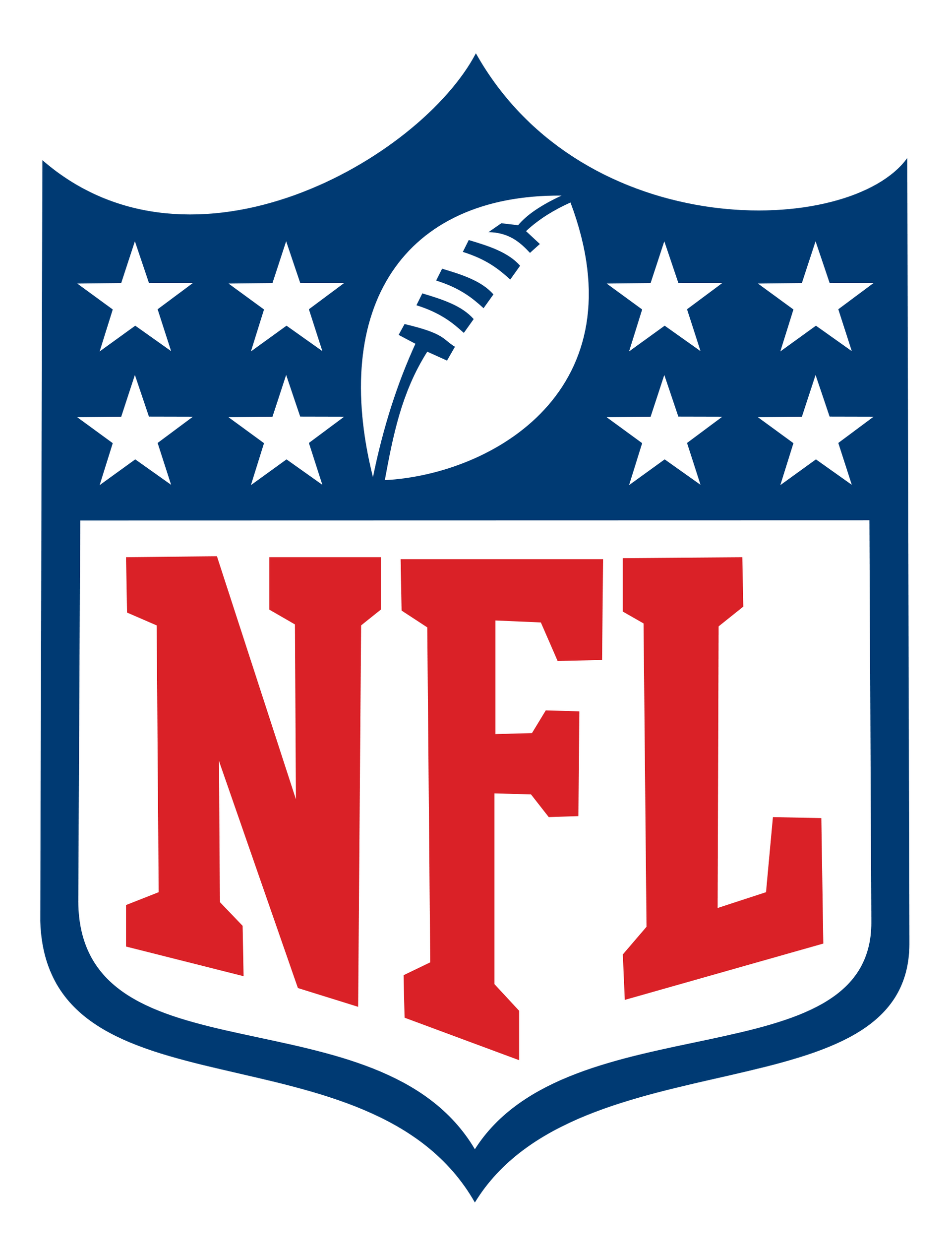 An nfl logo with a football and stars on it