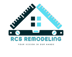 RCS Remodeling logo with teal and black roofline icon and the tagline “Your vision in our hands”