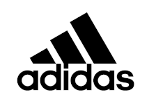 A black and white adidas logo on a white background.