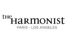 The logo for the harmonist paris los angeles is black and white.