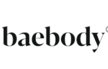 A black and white logo for baebody on a white background.