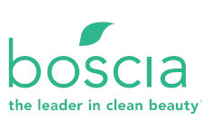 A logo for boscia the leader in clean beauty