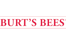 The burt 's bees logo is red and white on a white background.
