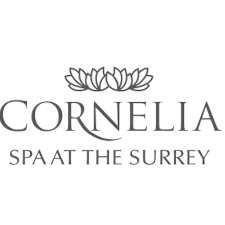 A black and white logo for cornelia spa at the surrey.