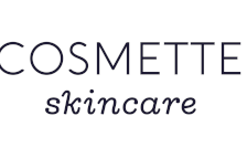 A logo for cosmette skincare is shown on a white background.