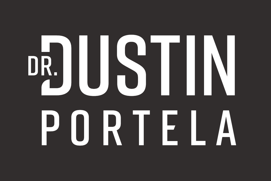 A black and white logo for dr. justin portela