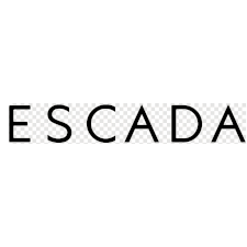 A black and white logo for escada on a transparent background.