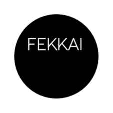 A black circle with the word fekkai written inside of it