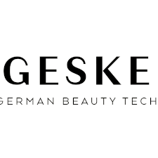 The logo for geske german beauty tech is black and white.